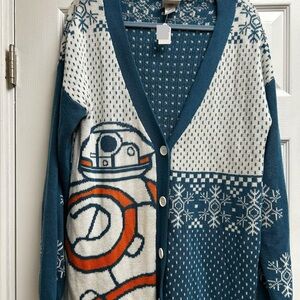 Junk Food Clothing Blue and White Cardigan